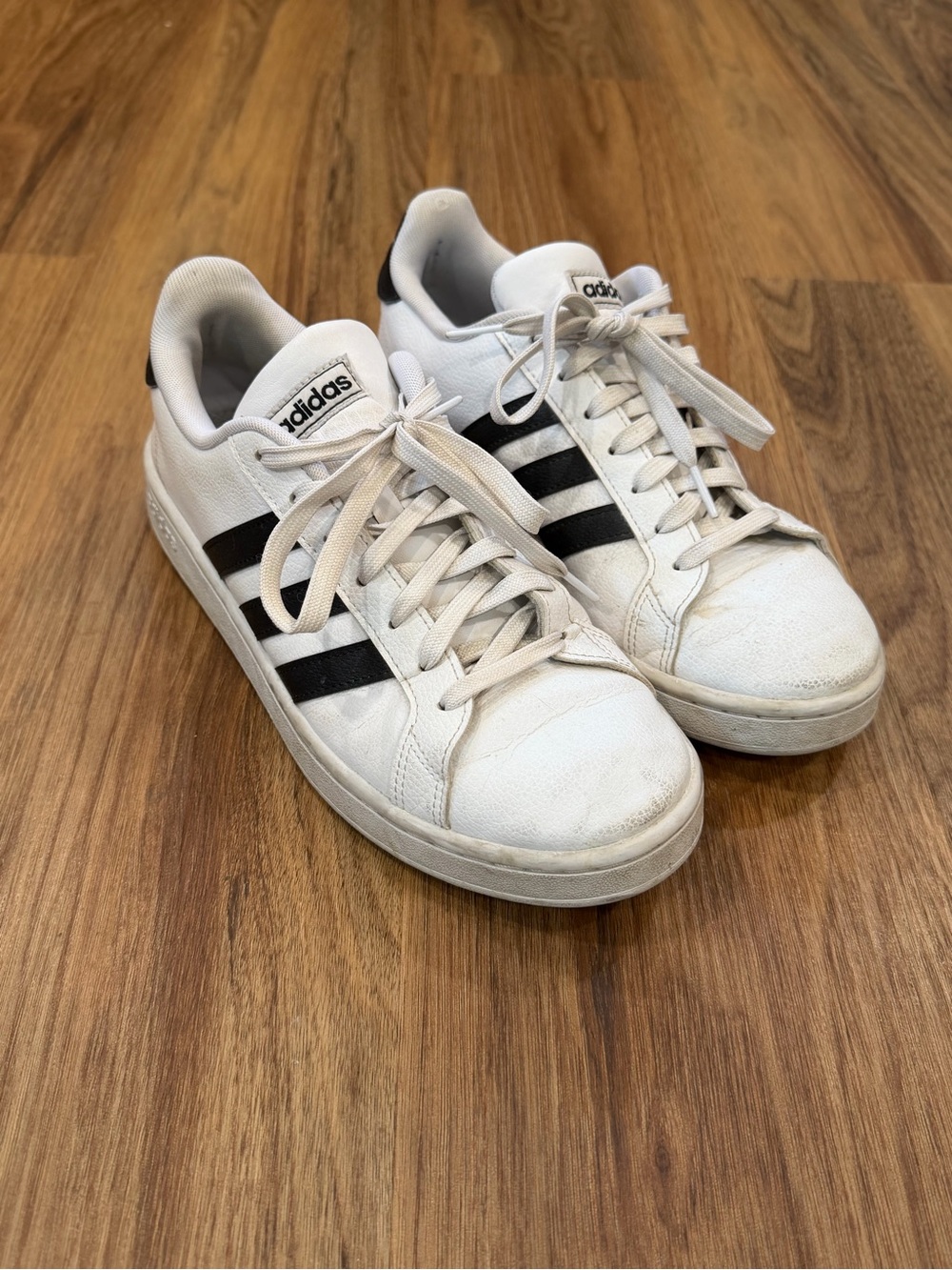 Adidas Grand Court White Black 3 Stripe Sneakers Women’s Size 9